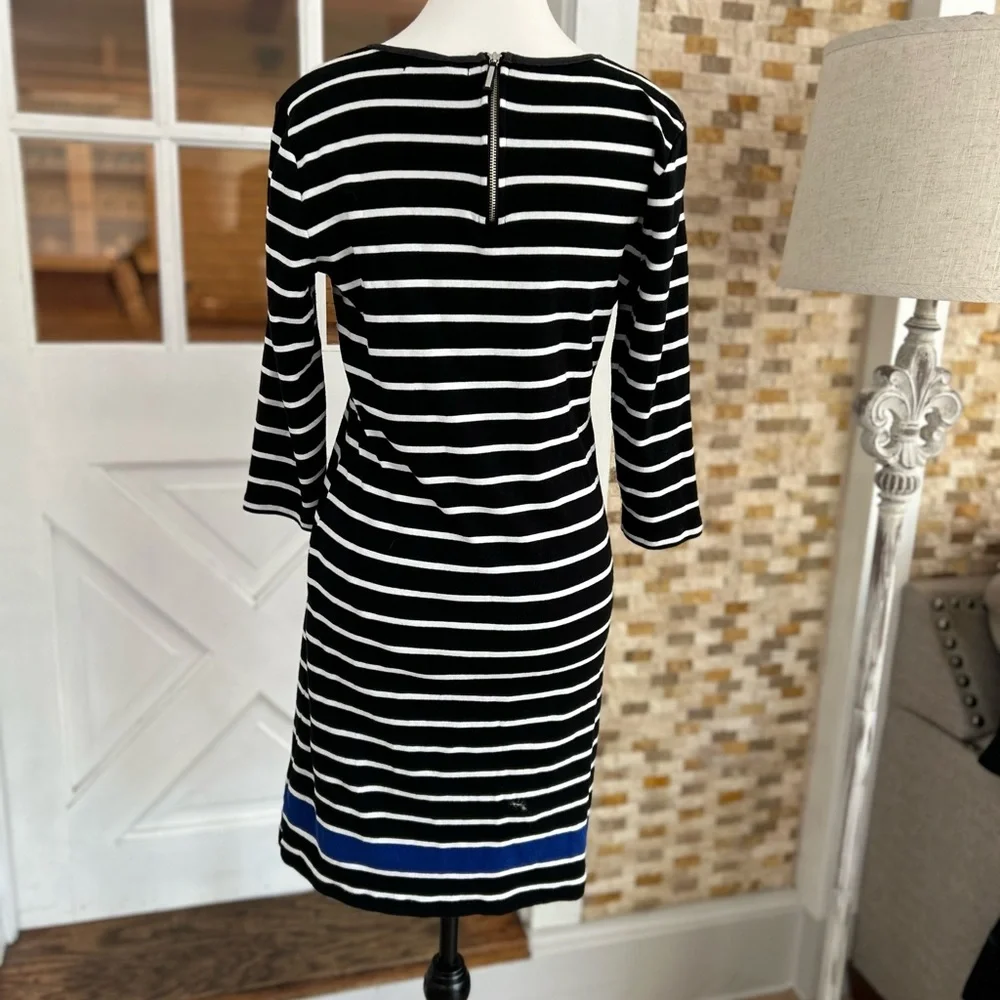Ralph Lauren Black and White Sheath Dress 3/4 Sleeve Crew Neck